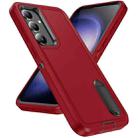 For Samsung Galaxy S24+ / S25+ 5G Rugged PC Hybrid Silicone Phone Case with Holder(Red+Black) - 2