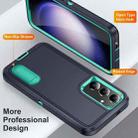For Samsung Galaxy S24+ / S25+ 5G Rugged PC Hybrid Silicone Phone Case with Holder(Dark Blue+Light Green) - 3