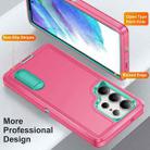 For Samsung Galaxy S25 Ultra 5G Rugged PC Hybrid Silicone Phone Case with Holder(Rose Red+Light Green) - 3