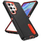 For Samsung Galaxy S25 Ultra 5G Rugged PC Hybrid Silicone Phone Case with Holder(Black+Orange) - 2