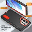 For Samsung Galaxy S25 Ultra 5G Rugged PC Hybrid Silicone Phone Case with Holder(Black+Orange) - 3