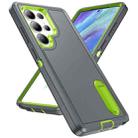 For Samsung Galaxy S25 Ultra 5G Rugged PC Hybrid Silicone Phone Case with Holder(Grey+Fresh Green) - 2