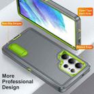 For Samsung Galaxy S25 Ultra 5G Rugged PC Hybrid Silicone Phone Case with Holder(Grey+Fresh Green) - 3