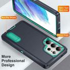 For Samsung Galaxy S25 Ultra 5G Rugged PC Hybrid Silicone Phone Case with Holder(Dark Blue+Light Green) - 3