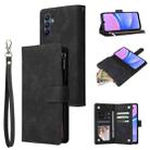For Samsung Galaxy A16 5G Multifunctional Frosted Zipper Wallet Leather Phone Case(Black) - 1