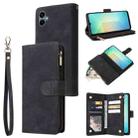 For Samsung Galaxy A07 4G / 5G Multifunctional Frosted Zipper Wallet Leather Phone Case(Black) - 1