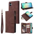For Samsung Galaxy A07 4G / 5G Multifunctional Frosted Zipper Wallet Leather Phone Case(Coffee) - 1