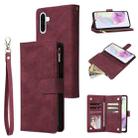 For Samsung Galaxy A17 5G Multifunctional Frosted Zipper Wallet Leather Phone Case(Wine Red) - 1