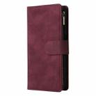For Samsung Galaxy S25 5G Multifunctional Frosted Zipper Wallet Leather Phone Case(Wine Red) - 2