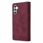 For Samsung Galaxy S25 5G Multifunctional Frosted Zipper Wallet Leather Phone Case(Wine Red) - 3