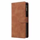 For Samsung Galaxy S25 5G Multifunctional Frosted Zipper Wallet Leather Phone Case(Brown) - 2