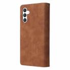 For Samsung Galaxy S25 5G Multifunctional Frosted Zipper Wallet Leather Phone Case(Brown) - 3