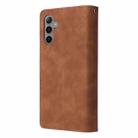 For Samsung Galaxy S25+ 5G Multifunctional Frosted Zipper Wallet Leather Phone Case(Brown) - 3