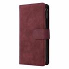 For Samsung Galaxy S25 Ultra 5G Multifunctional Frosted Zipper Wallet Leather Phone Case(Wine Red) - 2