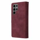 For Samsung Galaxy S25 Ultra 5G Multifunctional Frosted Zipper Wallet Leather Phone Case(Wine Red) - 3