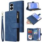 For Samsung Galaxy S25 Edge 5G Multifunctional Frosted Zipper Wallet Leather Phone Case(Blue) - 1