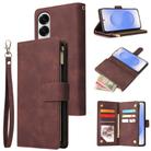 For Samsung Galaxy S25 Edge 5G Multifunctional Frosted Zipper Wallet Leather Phone Case(Coffee) - 1