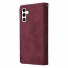 For Samsung Galaxy S24 FE 5G Multifunctional Frosted Zipper Wallet Leather Phone Case(Wine Red) - 3