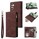 For Samsung Galaxy S24 FE 5G Multifunctional Frosted Zipper Wallet Leather Phone Case(Coffee) - 1