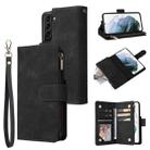 For Samsung Galaxy S22+ 5G Multifunctional Frosted Zipper Wallet Leather Phone Case(Black) - 1