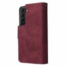 For Samsung Galaxy S22+ 5G Multifunctional Frosted Zipper Wallet Leather Phone Case(Wine Red) - 2