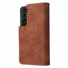 For Samsung Galaxy S22+ 5G Multifunctional Frosted Zipper Wallet Leather Phone Case(Brown) - 2