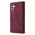 For Samsung Galaxy S25 FE 5G Multifunctional Frosted Zipper Wallet Leather Phone Case(Wine Red) - 3