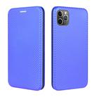 For iPhone 11 Pro Carbon Fiber Texture Horizontal Flip TPU + PC + PU Leather Case with Card Slot(Blue) - 2