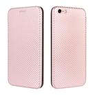 For iPhone 6 / 6s Carbon Fiber Texture Horizontal Flip TPU + PC + PU Leather Case with Card Slot(Pink) - 2
