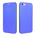 For iPhone 6 / 6s Carbon Fiber Texture Horizontal Flip TPU + PC + PU Leather Case with Card Slot(Blue) - 2