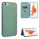 For iPhone 6 / 6s Carbon Fiber Texture Horizontal Flip TPU + PC + PU Leather Case with Card Slot(Green) - 1