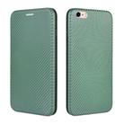 For iPhone 6 / 6s Carbon Fiber Texture Horizontal Flip TPU + PC + PU Leather Case with Card Slot(Green) - 1