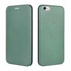 For iPhone 6 / 6s Carbon Fiber Texture Horizontal Flip TPU + PC + PU Leather Case with Card Slot(Green) - 2