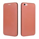 For iPhone 6 / 6s Carbon Fiber Texture Horizontal Flip TPU + PC + PU Leather Case with Card Slot(Brown) - 2