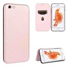 For iPhone 6 Plus / 6s Plus Carbon Fiber Texture Horizontal Flip TPU + PC + PU Leather Case with Card Slot(Pink) - 1