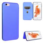 For iPhone 6 Plus / 6s Plus Carbon Fiber Texture Horizontal Flip TPU + PC + PU Leather Case with Card Slot(Blue) - 1