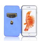 For iPhone 6 Plus / 6s Plus Carbon Fiber Texture Horizontal Flip TPU + PC + PU Leather Case with Card Slot(Blue) - 3