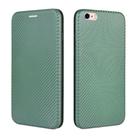 For iPhone 6 Plus / 6s Plus Carbon Fiber Texture Horizontal Flip TPU + PC + PU Leather Case with Card Slot(Green) - 2