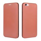 For iPhone 6 Plus / 6s Plus Carbon Fiber Texture Horizontal Flip TPU + PC + PU Leather Case with Card Slot(Brown) - 2