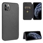 For iPhone 11 Pro Max Carbon Fiber Texture Horizontal Flip TPU + PC + PU Leather Case with Card Slot(Black) - 1