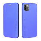 For iPhone 11 Pro Max Carbon Fiber Texture Horizontal Flip TPU + PC + PU Leather Case with Card Slot(Blue) - 2