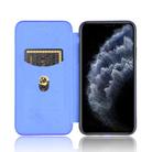 For iPhone 11 Pro Max Carbon Fiber Texture Horizontal Flip TPU + PC + PU Leather Case with Card Slot(Blue) - 3