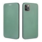 For iPhone 11 Pro Max Carbon Fiber Texture Horizontal Flip TPU + PC + PU Leather Case with Card Slot(Green) - 2