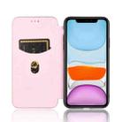 For iPhone 11 Carbon Fiber Texture Horizontal Flip TPU + PC + PU Leather Case with Card Slot(Pink) - 3