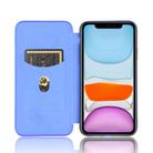 For iPhone 11 Carbon Fiber Texture Horizontal Flip TPU + PC + PU Leather Case with Card Slot(Blue) - 3