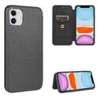 For iPhone 12 mini Carbon Fiber Texture Horizontal Flip TPU + PC + PU Leather Case with Card Slot(Black) - 1