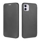 For iPhone 12 mini Carbon Fiber Texture Horizontal Flip TPU + PC + PU Leather Case with Card Slot(Black) - 1