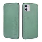 For iPhone 12 mini Carbon Fiber Texture Horizontal Flip TPU + PC + PU Leather Case with Card Slot(Green) - 2