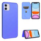 For iPhone 12 / 12 Pro Carbon Fiber Texture Horizontal Flip TPU + PC + PU Leather Case with Card Slot(Blue) - 1