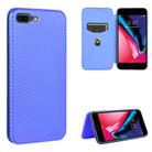 For iPhone 7 / 8 / SE 2020 / SE 2022 Carbon Fiber Texture Horizontal Flip TPU + PC + PU Leather Case with Card Slot(Blue) - 1